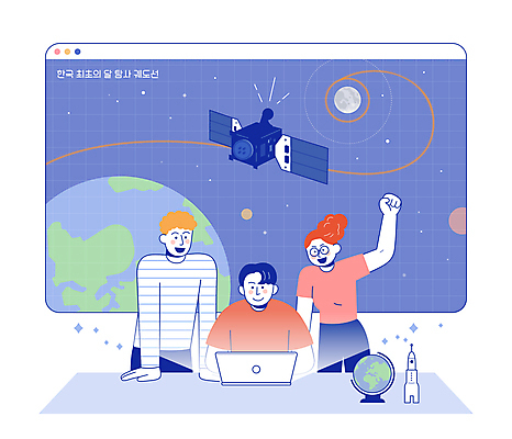 응시 여자 지구 일러스트 응원 상반신 성인 세명 노트북 지구본 손들기 우주 스크린 인공위성 달 우주선 궤도 탐사 달탐사선 우주탐사 성인만 국내일러스트 AI파일 자연요소 시선 통신 모션 사람 전자제품 파일형식 벡터