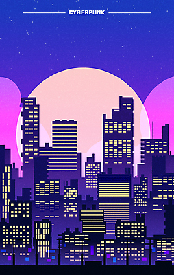 일러스트 빌딩 사람없음 빛 보라색 도시 네온 기하학 형광 가상현실 메타버스 사이버펑크 국내일러스트 AI파일 컬러 무늬 건물 파일형식 벡터 SF