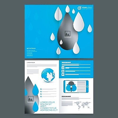 EPS 해외이미지 템플릿 포스터 리플렛 하늘색 백그라운드 세계지도 일러스트 회사 비즈니스 그래프 팜플렛 사람없음 인포그래픽 물방울 마케팅 목록 해외202004 해외일러스트 지도 파란색 세계 파일형식 벡터