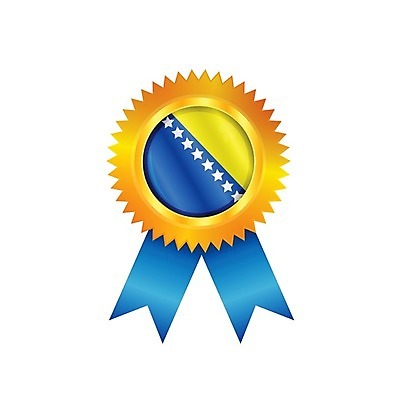 EPS 해외이미지 배너 유럽 리본 일러스트 성공 사람없음 파란색 세계 노란색 라벨 경쟁 깃발 상패 트로피 메달 심볼 배지 광택 보스니아 해외202004 해외일러스트 나라 컬러 컨셉 프레임 상_우승 상_상패 파일형식 벡터