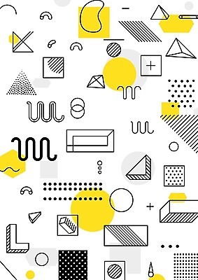 EPS 해외이미지 모양 디자인 포스터 선 백그라운드 패턴 일러스트 추상 사람없음 그래픽 장식 노란색 검은색 흰색 점 원형 기하학 팝 멤피스디자인 해외202004 해외일러스트 도형 컬러 무늬 파일형식 벡터
