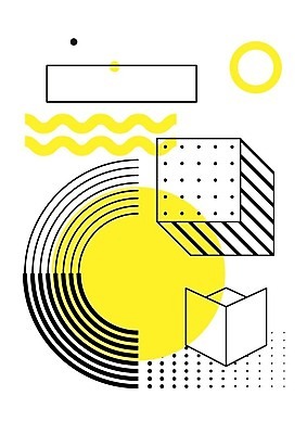 EPS 해외이미지 모양 디자인 포스터 선 백그라운드 패턴 일러스트 추상 사람없음 그래픽 장식 노란색 검은색 흰색 점 원형 기하학 팝 멤피스디자인 해외202004 해외일러스트 도형 컬러 무늬 파일형식 벡터