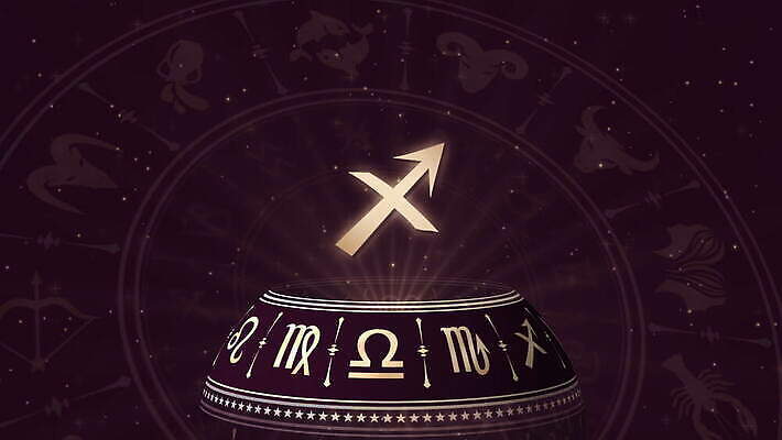 디자인 별 미래 사람없음 빛 별자리 달력 바퀴 원형 재산 황금 입자 심볼 사인 점성술 천문학 서명 궁수 4K MOV 해외동영상 클립영상 자연요소 도형 교육 컨셉 금융 동영상 파일형식