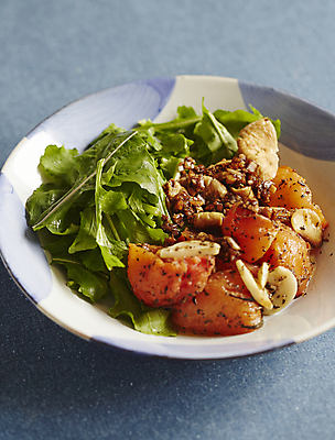 포토 JPG 실내 사람없음 샐러드 파란배경 루꼴라 살구 살구샐러드 국내포토 음식 백그라운드 채소 과일 내부 파란색 파일형식