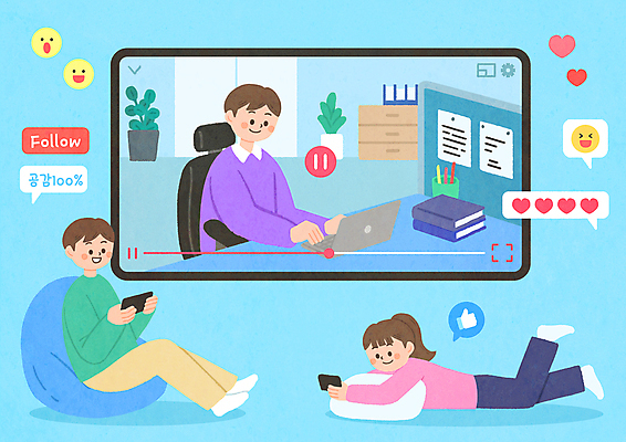 전신 PSD 여자 남자 엎드리기 하늘색 말풍선 일러스트 들기 앉기 상반신 성인 세명 스마트폰 눕기 감상 하트 타이핑 업무 비즈니스맨 동영상 성인만 크리에이터 1인미디어 브이로그 국내일러스트 시청하다 모양 직업 라이프스타일 비즈니스 모션 사람 파란색 핸드폰 스마트기기 작업 직장인 방송 파일형식