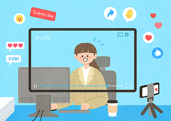 PSD 여자 하늘색 말풍선 일러스트 한명 웃음 상반신 성인 컴퓨터 촬영 하트 업무 비즈니스우먼 손모양 따봉 삼각대 동영상 성인여자한명만 크리에이터 1인미디어 브이로그 영상촬영 국내일러스트 모양 직업 1 라이프스타일 비즈니스 표정 사람 파란색 전자제품 최고 작업 직장인 방송 여자한명만 성인여자만 파일형식 손_신체부위