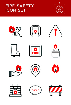아이콘 말풍선 버튼 불꽃 경고 장화 사람없음 빨간색 검은색 랜턴 플러그 전기에너지 성냥 라인아이콘 벽난로 화재 위치 손모양 라이터 안전가드 sos 구조요청 신고 2D아이콘 AI파일 모양 컬러 신발 불 조명 에너지 구출 안전장비 사건 파일형식 벡터 손_신체부위