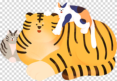 편집 편집이미지 휴식 세마리 누끼 사람없음 눕기 귀여움 고양이 호랑이 승차 PNG 편집소스 컨셉 포유류 모션 3 반려동물 파일형식