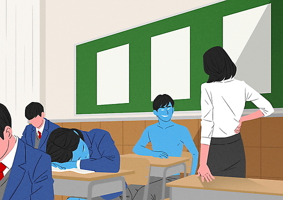 PSD 여학생 여자 남자 교복 남학생 엎드리기 허리손 일러스트 교실 청소년 수업 수업중 상의탈의 앉기 여러명 상반신 성인 교사 잠 사회이슈 무례 교권침해 하극상 국내일러스트 직업 학생 옷 교육 포즈 다수 컨셉 학교 모션 탈의 사람 파일형식