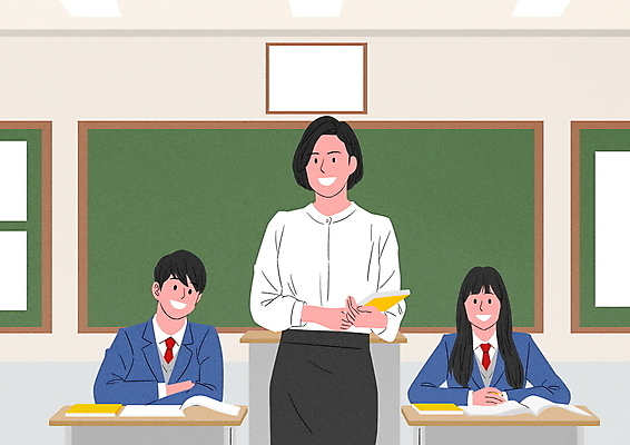 PSD 여학생 여자 남자 교복 남학생 일러스트 교실 청소년 수업 수업중 미소 웃음 들기 상반신 성인 세명 교사 화목 다정 즐거움 국내일러스트 직업 학생 옷 교육 감정 컨셉 학교 모션 표정 사람 파일형식