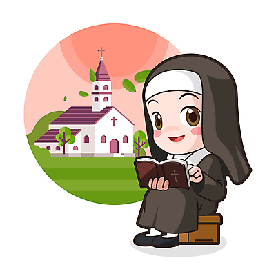 전신 여자 일러스트 한명 앉기 성인 독서 성당 성경 종교캐릭터 수녀 수녀복 성인여자한명만 월간캐릭터 일러캐릭터 AI파일 캐릭터 1 종교 종교용품 종교건축 모션 사람 천주교 여자한명만 성인여자만 파일형식 벡터