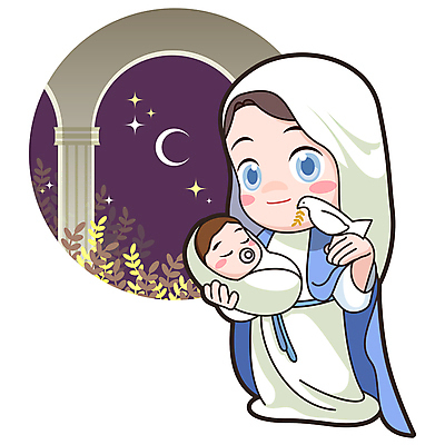 전신 여자 남자 일러스트 안기 밤하늘 성인 두명 보라색 아기 초승달 노리개젖꼭지 비둘기 종교캐릭터 아기예수 월간캐릭터 일러캐릭터 AI파일 캐릭터 종교 컬러 모션 조류 하늘 사람 아기용품 달 예수 야간 파일형식 벡터