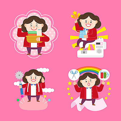 전신 여자 별 무지개 일러스트 가정 가위 줄자 들기 앉기 여러명 성인 바구니 교사 공구 가리킴 직물 바늘 실 주머니 재봉틀 바늘꽂이 생활교육 파우치 성인여자만 월간캐릭터 일러캐릭터 AI파일 자연요소 직업 캐릭터 교육 다수 가방 모션 문구용품 자 사람 손짓 도구 꽂이 여자만 성인만 파일형식 벡터