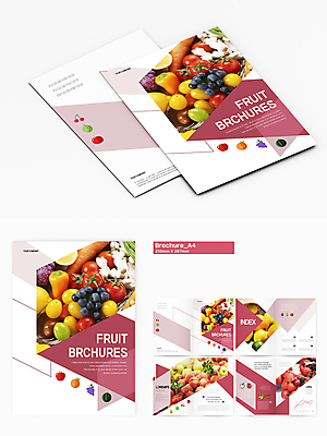 템플릿 리플렛 분홍색 과일 딸기 포도 수박 팜플렛 사람없음 흰색 사과 메뉴 복숭아 인디자인 INDD 이미지템플릿 컬러 파일형식