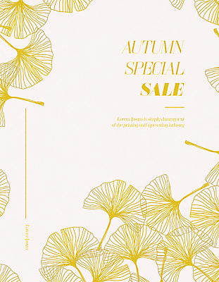 백그라운드 단풍 라인일러스트 일러스트 사람없음 노란색 세일 가을 은행잎 카피스페이스 국내일러스트 AI파일 계절 컬러 잎 공백 파일형식 벡터