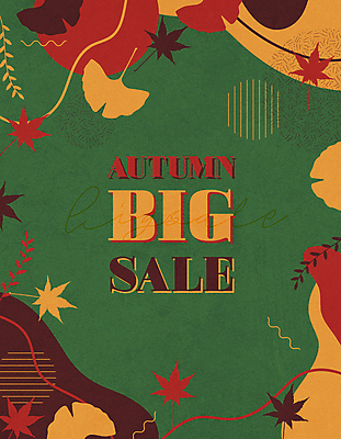 백그라운드 단풍 일러스트 사람없음 초록색 세일 가을 은행잎 카피스페이스 국내일러스트 AI파일 계절 컬러 잎 공백 파일형식 벡터