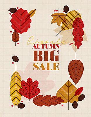 백그라운드 단풍 낙엽 일러스트 사람없음 세일 가을 베이지색 카피스페이스 국내일러스트 AI파일 계절 컬러 잎 공백 파일형식 벡터