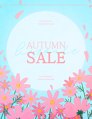 분홍색 하늘색 백그라운드 일러스트 프레임 사람없음 세일 가을 코스모스 프레임일러스트 카피스페이스 국내일러스트 AI파일 계절 꽃 컬러 파란색 공백 파일형식 벡터
