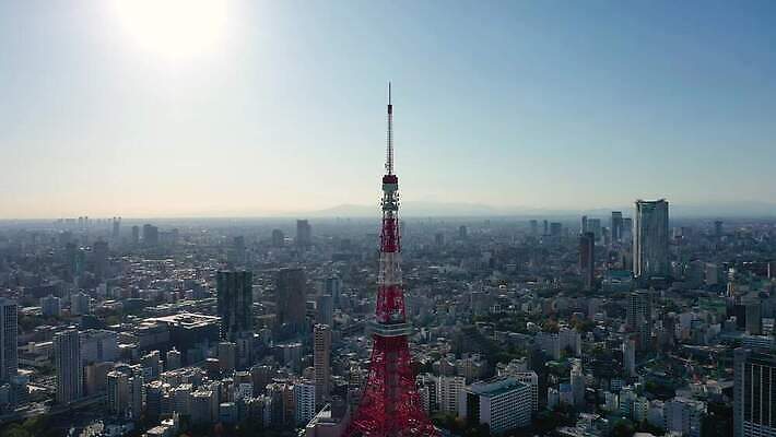 아시아 여행 비즈니스 건축양식 하늘 안테나 풍경 사람없음 건물 파란색 도시풍경 탑 일본 고층빌딩 일몰 도시 도심 도쿄 장면 지역 스카이라인 드론 랜드마크 조감도 4K MOV 해외동영상 클립영상 건축물 건축 나라 컬러 통신 빌딩 노을 동영상 파일형식