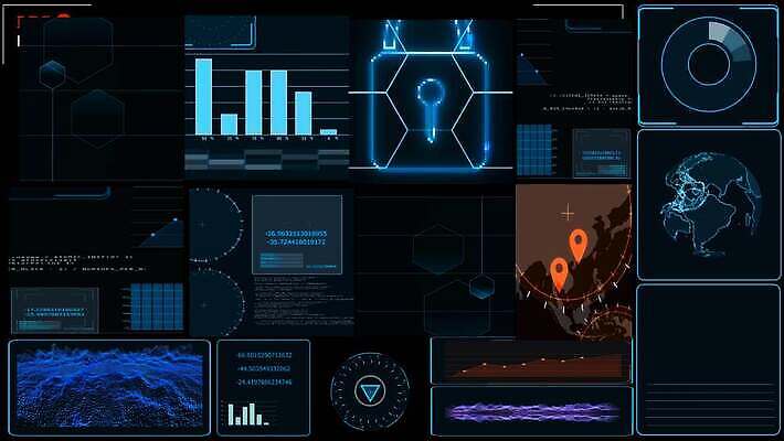 지도 그래프 미래 사람없음 컴퓨터 디지털 정보 네트워크 분석 보안 인터페이스 홀로그램 4K MOV 해외동영상 클립영상 컨셉 안전 전자제품 동영상 파일형식