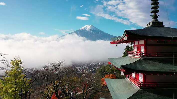 나무 계절 공원 아시아 여행 자연 하늘 산 안테나 사람없음 빨간색 초록색 파란색 태양 뷰티 탑 일본 안개 사찰 화산 후지산 내추럴 랜드마크 사당 4K MOV 해외동영상 클립영상 자연요소 식물 건축물 공공시설 나라 컬러 통신 종교건축 날씨 세계문화유산 생태계 동영상 파일형식
