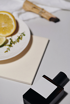 포토 JPG 스튜디오촬영 라이프스타일 백그라운드 사람없음 아웃포커스 화장품 고급 레몬 향수 오브젝트 흰배경 감성 나무조각 향수병 국내포토 컨셉 과일 촬영기법 실내 생활 목재 뷰티 흰색 병_담는 파일형식