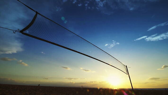 실루엣 바다 하늘 사람없음 야외 태양 일출 일몰 네트 휴양지 4K MOV 해외동영상 클립영상 자연요소 스포츠 촬영기법 노을 장소 동영상 파일형식