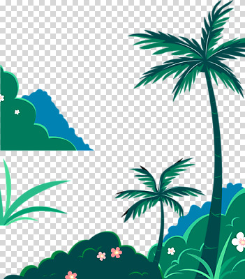 편집 편집이미지 누끼 사람없음 초록색 여름 야자수 풀 PNG 히비스커스 트로피컬아트 편집소스 나무 식물 계절 꽃 컬러 그림 파일형식