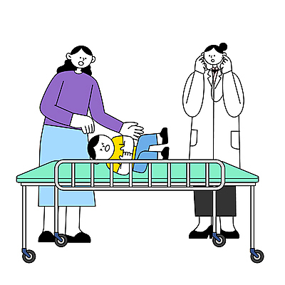 전신 여자 남자 어린이 일러스트 청진기 병원 소년 성인 세명 눕기 진료 고통 의사 심플 소아과 병원침대 복통 소아과의사 응급실 국내일러스트 AI파일 감정 의학 의료기기 모션 사람 의료진 침대 질병 파일형식 벡터