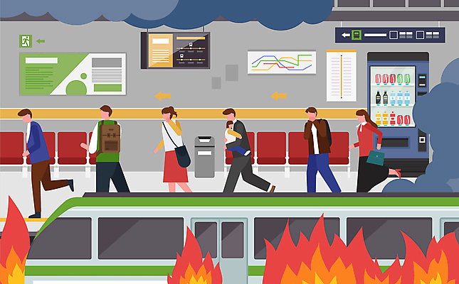 전신 여자 남자 어린이 일러스트 불 소녀 여러명 상반신 성인 달리기 긴급 연기 전철 탈출 화재 승객 전철역 대피 비상탈출 얼굴없음 들어올리기 국내일러스트 AI파일 자연요소 육상교통 다수 컨셉 모션 대중교통 사람 역 사건 파일형식 벡터