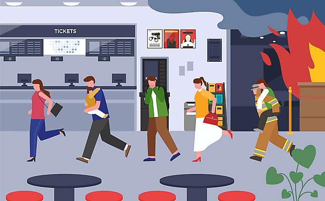 전신 여자 남자 어린이 일러스트 탁자 불 소녀 여러명 성인 달리기 긴급 구출 연기 군중 소방관 영화관 화재 업기 대피 얼굴없음 들어올리기 국내일러스트 AI파일 자연요소 가구 다수 모션 사람 도움 구조원 소방 극장 사건 파일형식 벡터