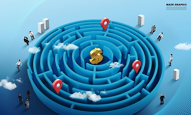 전신 PSD 구름 편집이미지 남자 비즈니스 빌딩 여러명 성인 건물 파란색 하이앵글 달러 공간 비즈니스맨 위치 미로 성인남자만 이미지편집 자연요소 건축물 뷰포인트 컬러 다수 돈 사람 직장인 남자만 성인만 파일형식