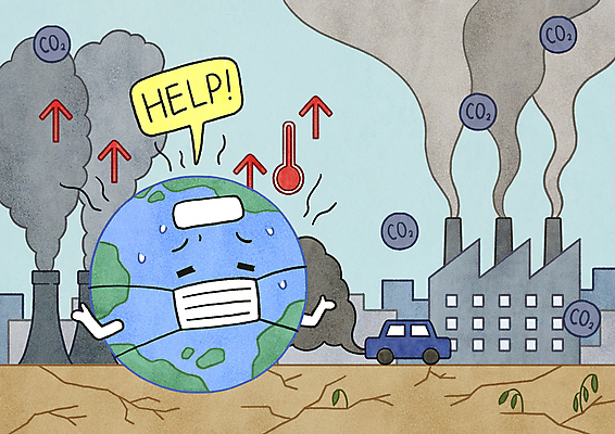 PSD 화살표 지구 말풍선 일러스트 공장 마스크 사람없음 고통 열 환경오염 온도계 상승 매연 가뭄 온도 지구온난화 기온상승 기후변화 이산화탄소 헬프 기후위기 국내일러스트 감정 컨셉 공업 날씨 도움 변화 기온 위기 파일형식