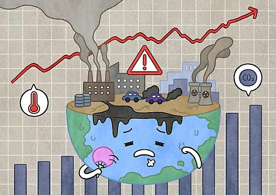 PSD 지구 일러스트 공장 자동차 그래프 경고 사람없음 회색 뜨거움 열 부채 환경오염 느낌표 한숨 더위 상승 매연 온도 지구온난화 기온상승 부채질 이산화탄소 기후위기 국내일러스트 녹이기 기호 육상교통 컬러 컨셉 공업 모션 날씨 기온 기후변화 위기 파일형식