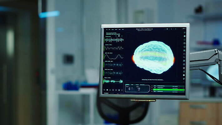 산업 과학 공장 건강 병원 현미경 실험 사람없음 스터디 컴퓨터 약 디지털 스크린 모니터 장비 정보 실험실 닫기 결과 질병 야간 연구원 과학자 뇌 시설 하이테크 발견 개발 스캐너 비어있는 4K MOV 해외동영상 클립영상 자연요소 직업 컨셉 공업 의학 모션 기술 실험기구 전자제품 학습 동영상 학자 파일형식