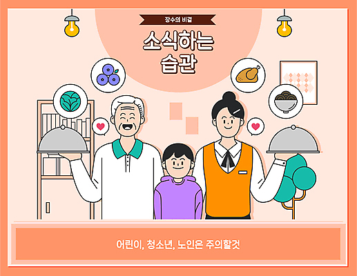 여학생 여자 할아버지 노년 남자 어린이 일러스트 청소년 경고 미소 웃음 들기 상반신 세명 주황색 생활습관 영양관리 영양섭취 쟁반덮개 영양_음식물 소식_먹기 국내일러스트 AI파일 학생 컬러 모션 표정 사람 성인 덮개 습관 영양소 파일형식 벡터