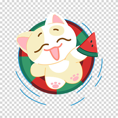 편집 편집이미지 한마리 동물캐릭터 수박 미소 웃음 들기 누끼 사람없음 여름휴가 바캉스 귀여움 고양이 튜브 고양이캐릭터 PNG 수박조각 편집소스 펫캉스 동물 캐릭터 1 조각 컨셉 과일 포유류 모션 휴가 표정 반려동물 파일형식 여름_계절