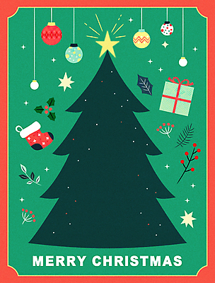 크리스마스 일러스트 크리스마스카드 프레임 사람없음 초록색 선물상자 크리스마스트리 산타양말 호랑가시나무열매 오너먼트 크리스마스배경 국내일러스트 AI파일 기념일 열매 컬러 백그라운드 크리스마스장식 카드_감사 선물 상자 파일형식 벡터