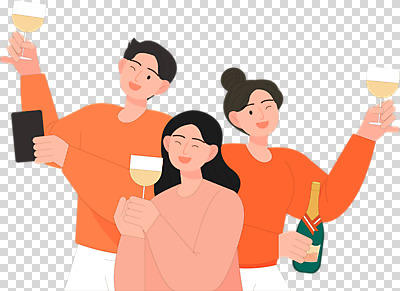 편집 편집이미지 여자 남자 윙크 미소 웃음 들기 누끼 상반신 성인 세명 샴페인 즐거움 샴페인잔 PNG 샴페인병 성인만 편집소스 감정 술잔 모션 술병 주류 표정 사람 파일형식