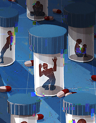 전신 PSD 여자 남자 실루엣 일러스트 추상 앉기 여러명 성인 파란색 알약 기댐 범죄 약병 구속 괴로움 중독 웅크림 마약 마약중독 마약중독자 약물중독 성인만 국내일러스트 감정 컬러 다수 컨셉 무늬 모션 촬영기법 사람 약 병_담는 파일형식