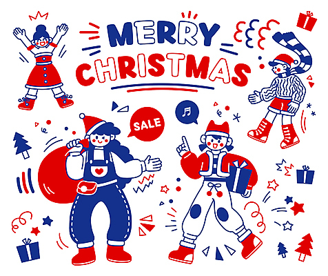 전신 여자 남자 별 말풍선 일러스트 산타모자 산타옷 선물 들기 여러명 성인 빨간색 파란색 선물상자 크리스마스트리 세일 목도리 보따리 성인만 국내일러스트 AI파일 자연요소 모자_잡화 잡화 옷 컬러 다수 크리스마스 모션 사람 상자 파일형식 벡터