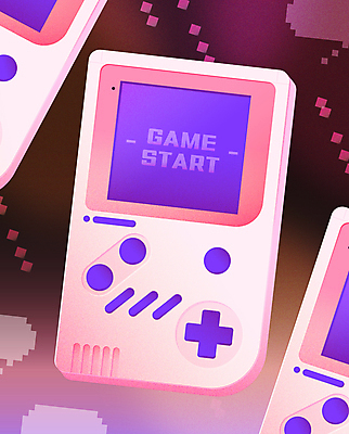 분홍색 일러스트 버튼 프레임 사람없음 디지털 보라색 게임 빈티지 게임기 복고 휴대용게임기 픽셀 카피스페이스 뉴트로 Y2K 국내일러스트 AI파일 컬러 컨셉 놀이 공백 휴대용 파일형식 벡터
