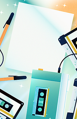 종이 일러스트 프레임 사람없음 볼펜 빈티지 복고 민트색 카세트플레이어 플레이어 카피스페이스 뉴트로 Y2K 국내일러스트 AI파일 컬러 컨셉 펜 공백 파일형식 벡터