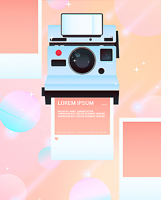 분홍색 일러스트 프레임 사람없음 카메라 빈티지 복고 폴라로이드 폴라로이드사진 파스텔톤 카피스페이스 뉴트로 Y2K 국내일러스트 AI파일 컬러 컨셉 전자제품 공백 파일형식 벡터
