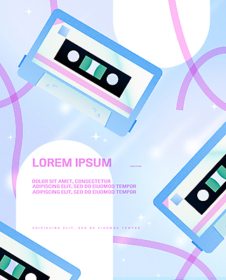 하늘색 일러스트 프레임 사람없음 카세트테이프 빈티지 복고 테이프 파스텔톤 카피스페이스 뉴트로 Y2K 국내일러스트 AI파일 컬러 컨셉 문구용품 파란색 공백 파일형식 벡터