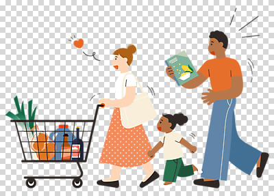 전신 외국인 편집 편집이미지 여자 남자 어린이 가족 함께함 들기 누끼 소녀 성인 세명 쇼핑 장보기 걷기 쇼핑카 다문화가정 PNG 편집소스 컨셉 관계 모션 사람 인종 카트 다문화 파일형식