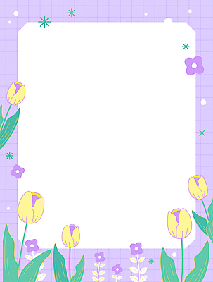 디자인 스티커 일러스트 사각프레임 프레임 사람없음 보라색 튤립 격자 팬시 모눈 카피스페이스 국내일러스트 AI파일 꽃 컬러 무늬 사각형 공백 파일형식 벡터