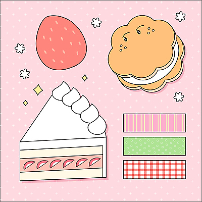 디자인 스티커 일러스트 딸기 문구용품 프레임 사람없음 세트 물방울무늬 메모지 조각케이크 오브젝트 체크무늬 딸기케이크 생크림케이크 세로줄무늬 마스킹테이프 카피스페이스 샌드쿠키 국내일러스트 AI파일 무늬 과일 쿠키 케이크 사무용품 줄무늬 공백 테이프 파일형식 벡터