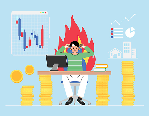 전신 남자 하늘색 일러스트 불꽃 한명 앉기 성인 컴퓨터 모니터 동전 잡기 주식 재테크 책상 투자 금화 동전탑 열공 열심 의욕 주식투자 주식표 성인남자한명만 주린이 국내일러스트 AI파일 1 가구 돈 비즈니스 모션 불 사람 금융 파란색 전자제품 학습 쌓기 황금 신조어 남자한명만 성인남자만 파일형식 벡터