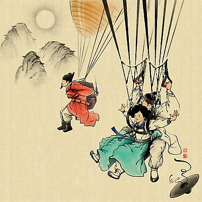 전신 PSD 전통 여자 남자 일러스트 캘리그라피 팔벌리기 레저 붓터치 산 성인 세명 도장 태양 잡기 한복 왕 동양화 낙하산 번짐 패러글라이딩 낙관 민속화 임금의상 풍속화 성인만 국내일러스트 갓모자 자연요소 모자_잡화 한국전통 스포츠 모션 전통소품 미술 사람 전통의상 그림 파일형식 효과